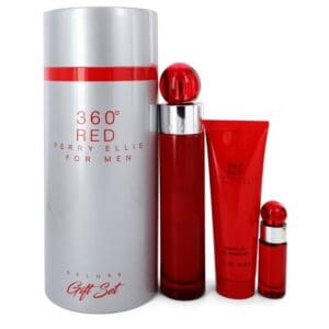 Perry Ellis Red Gift Set -- 3.4 oz Eau De Toilette Spray + .25 oz Mini EDT Spray + 3 oz Shower Gel in Tube Box