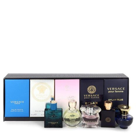 Versace eros Gift Set -- The Best of Versace Men's and Women's Miniatures Collection Includes Versace Eros, Versace Pour Homme Dylan Blue, Versace Pour Femme Dylan Blue, Bright Crystal and Versace Eros Pour Femme