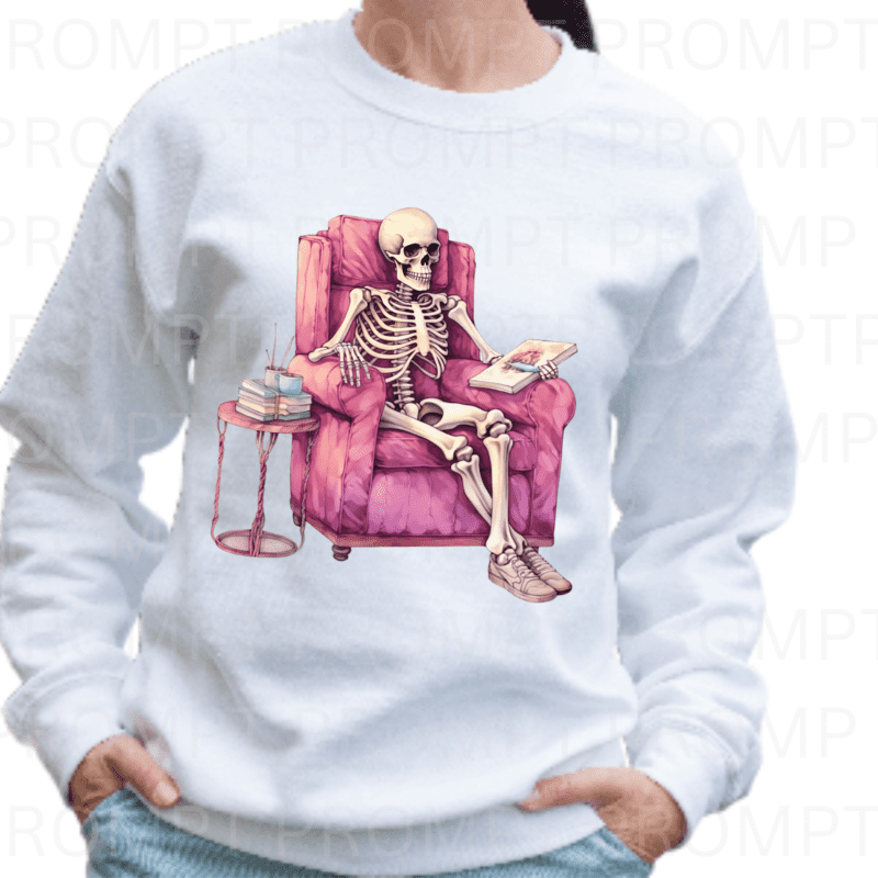 Cute Halloween Skeleton Relaxing Reading