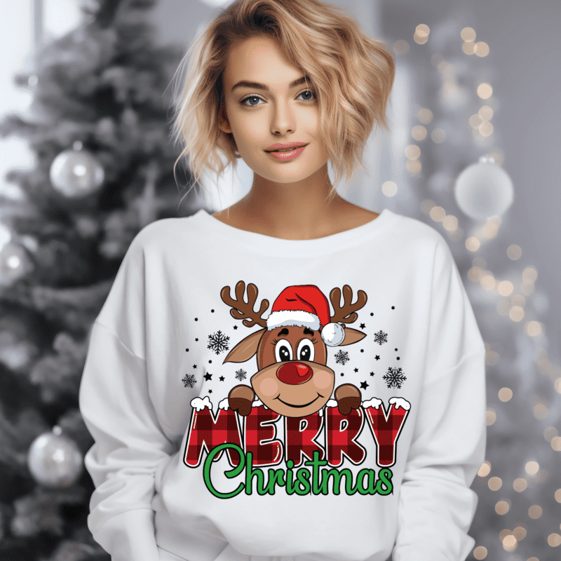 Merry Christmas Reindeer Crewneck , Funny Christmas Crewneck Shirt, Reindeer Crewneck Shirt,